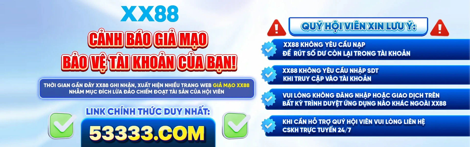 xx88 cảnh báo lừa đảo